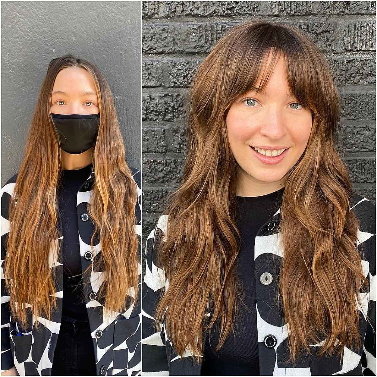26 Face-Framing Layered Hair with Curtain Bangs Hairstyle Ideas
