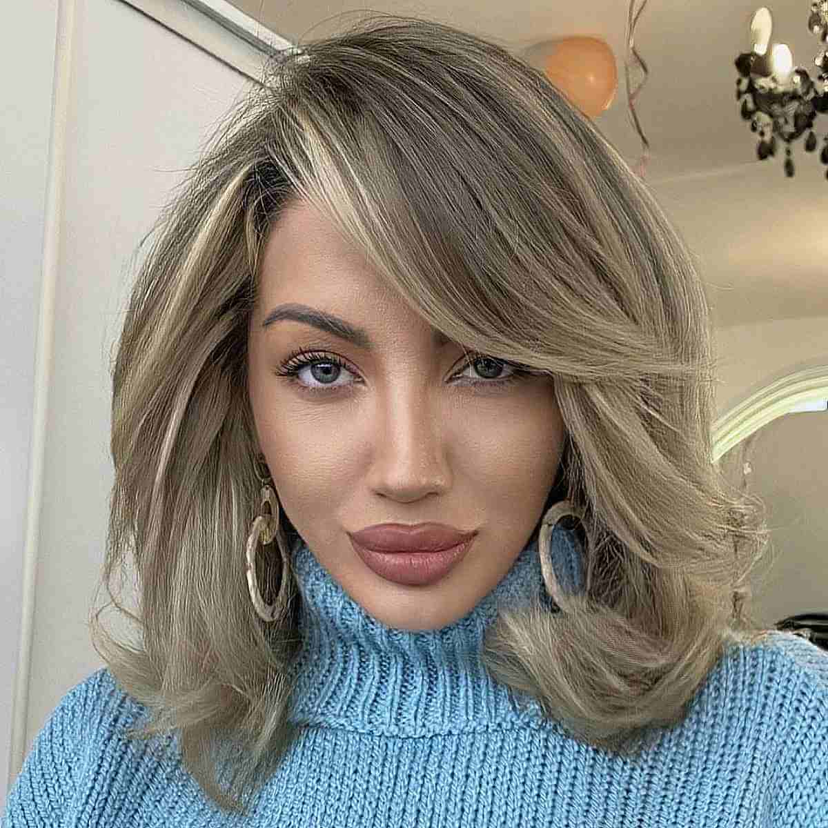 22 Medium Layered Haircuts with Side Bangs for a Chic Combination