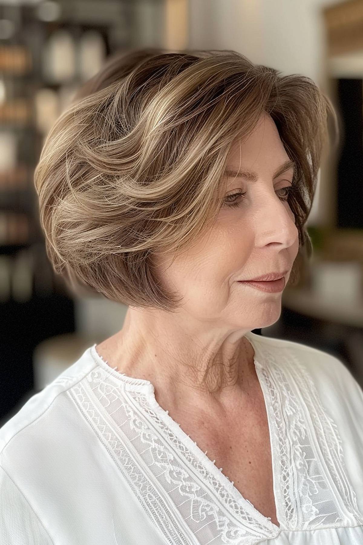 41 Lovely Layered Bob Haircuts for Ladies In Their 60s That Are Easy To Style