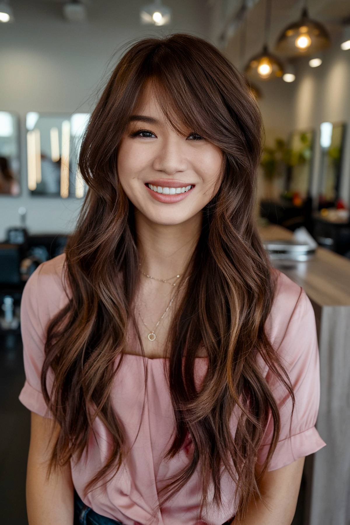15+ Beautiful Long Layered Haircuts with Side Bangs for 2025