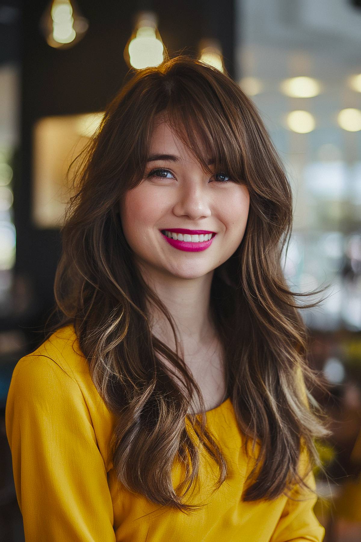 15+ Beautiful Long Layered Haircuts with Side Bangs for 2025