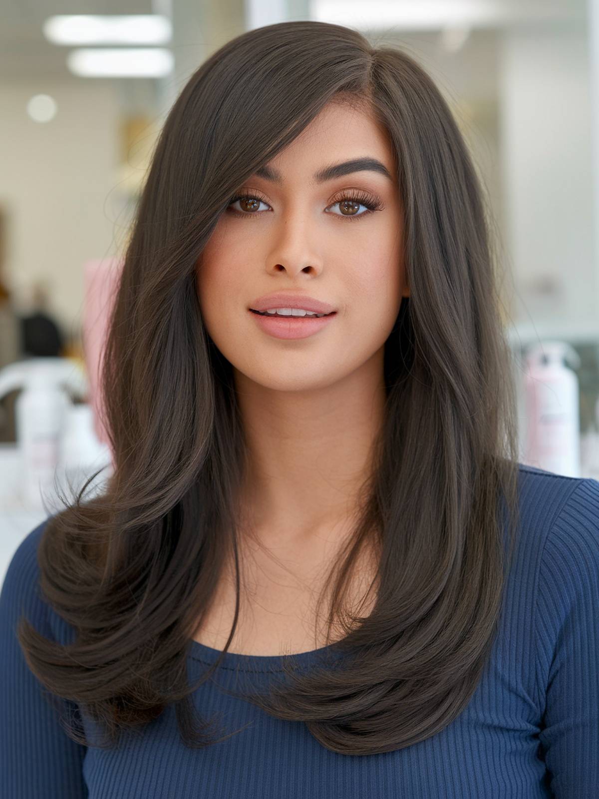15+ Beautiful Long Layered Haircuts with Side Bangs for 2025