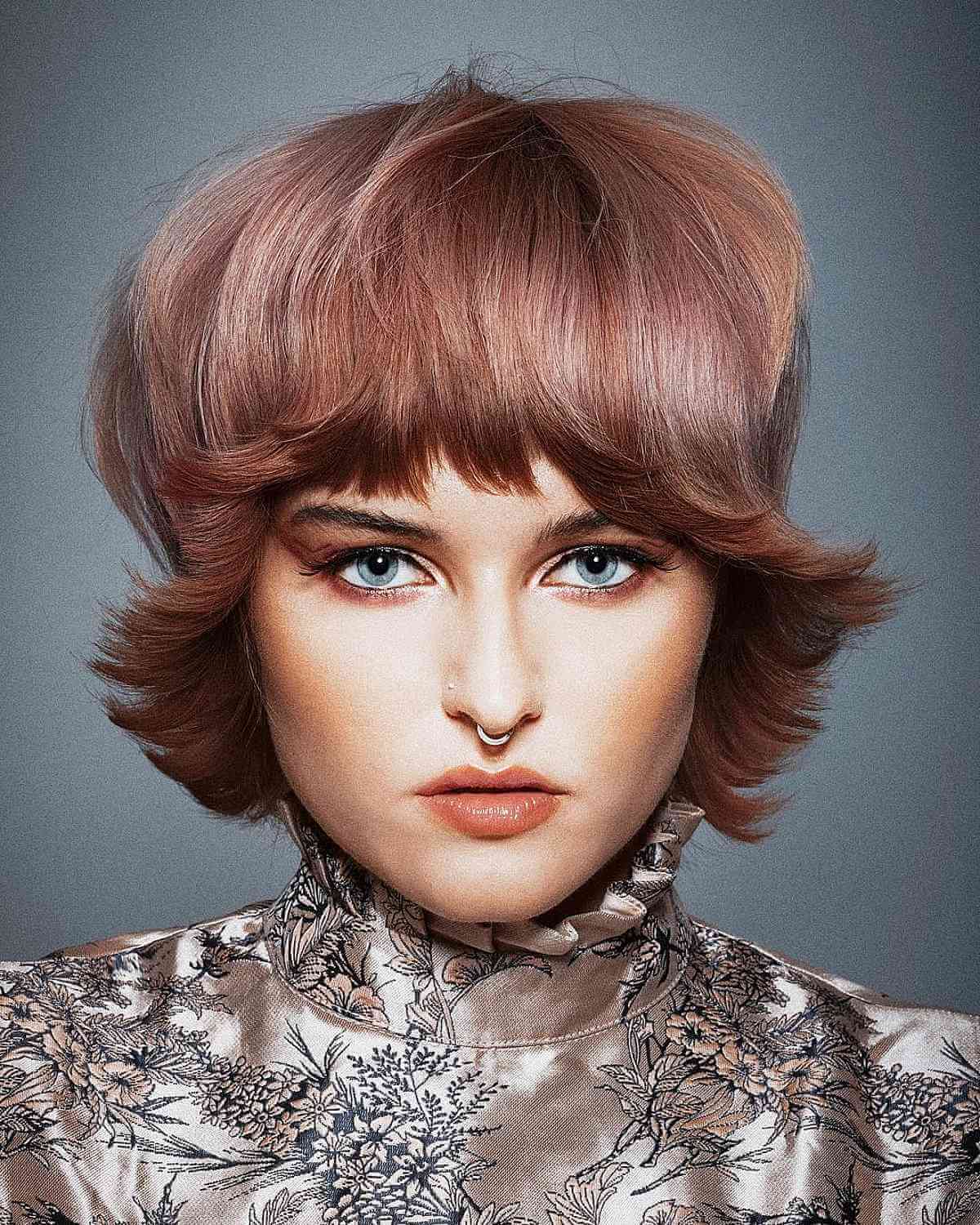 24 Coolest Jaw-Length Choppy Bob with Bangs for a Mod Look