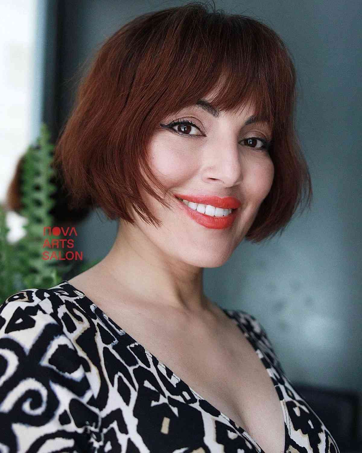 24 Coolest Jaw-Length Choppy Bob with Bangs for a Mod Look