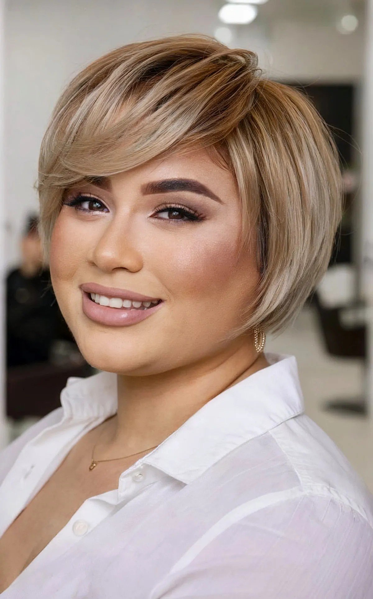 27 Flattering Bob Cuts with Bangs for Women with Round Faces