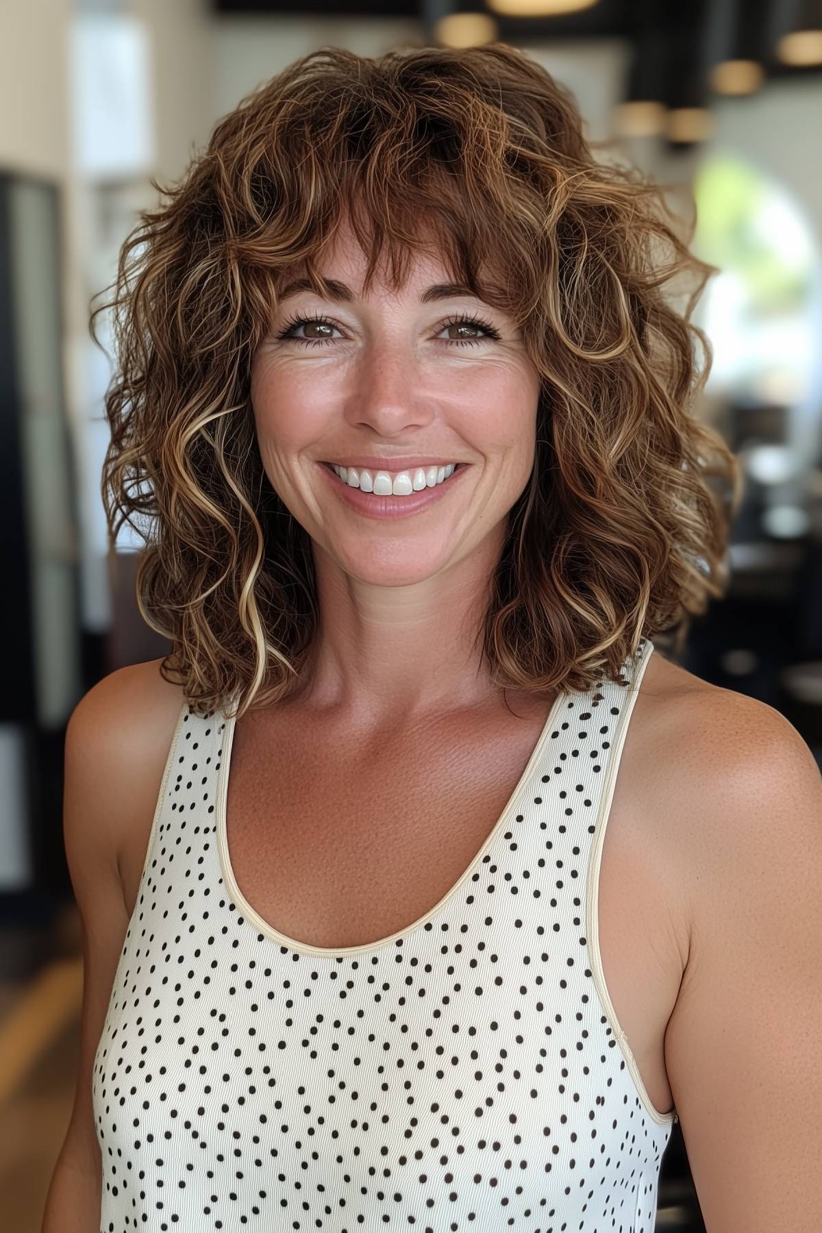25 Shaggy Lob with Bangs That Flatter Round Faces Perfectly