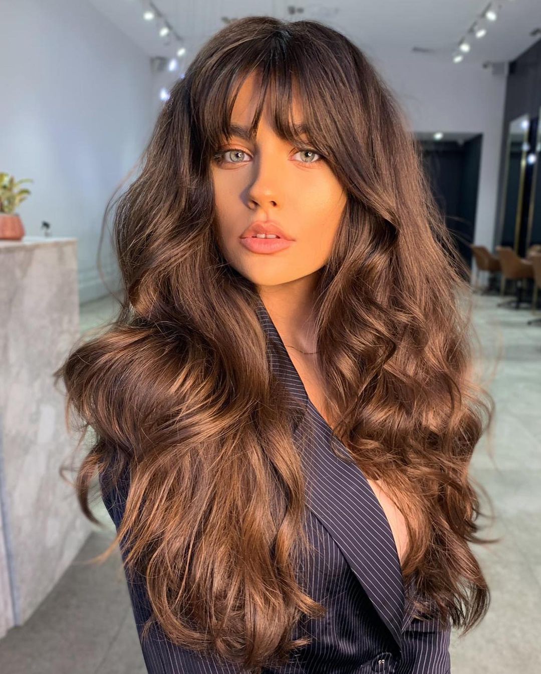 60 Adorable Methods to Achieve Long Hair with Bangs