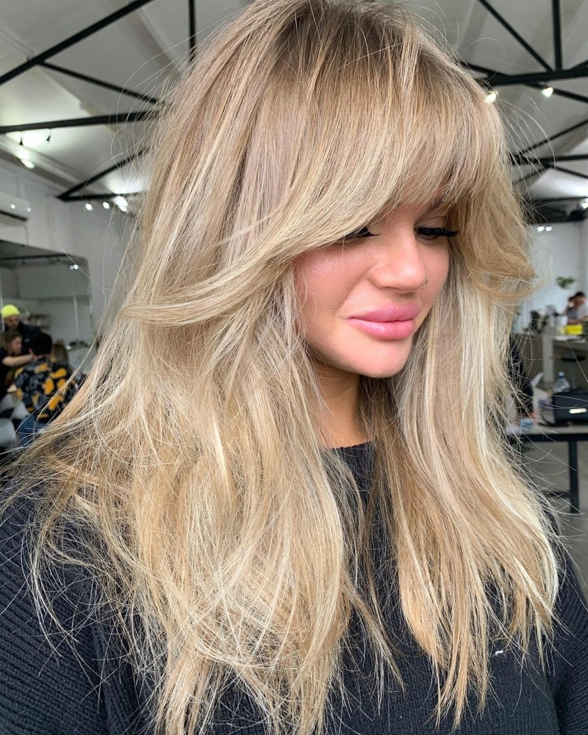 60 Adorable Methods to Achieve Long Hair with Bangs