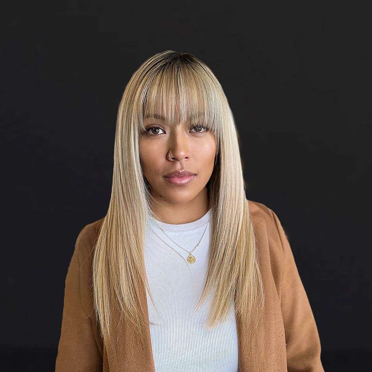 60 Adorable Methods to Achieve Long Hair with Bangs