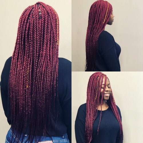20 Pictures of Burgundy Box Braids You Have to See Before You Get This
