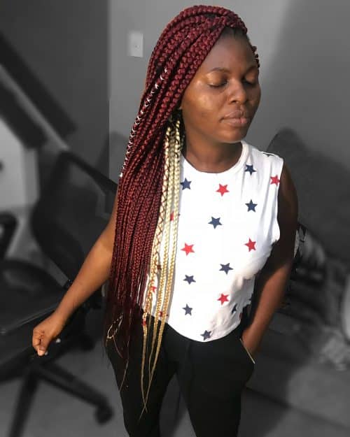 20 Pictures of Burgundy Box Braids You Have to See Before You Get This