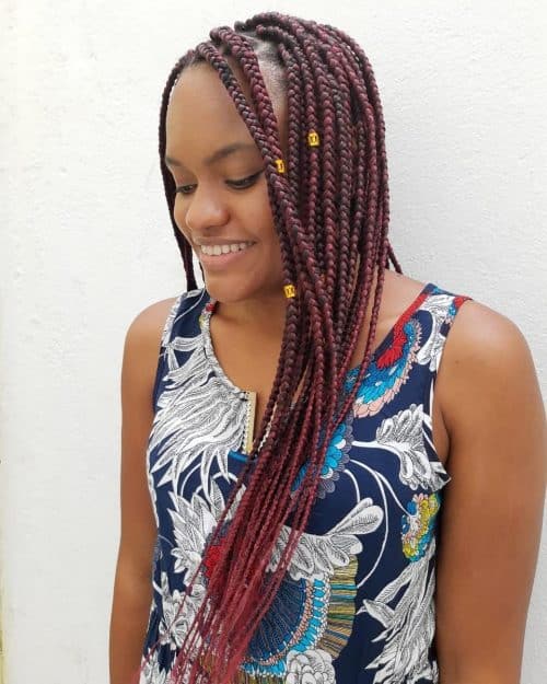 20 Pictures of Burgundy Box Braids You Have to See Before You Get This