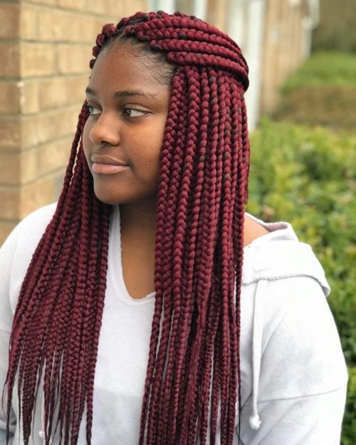 20 Pictures of Burgundy Box Braids You Have to See Before You Get This