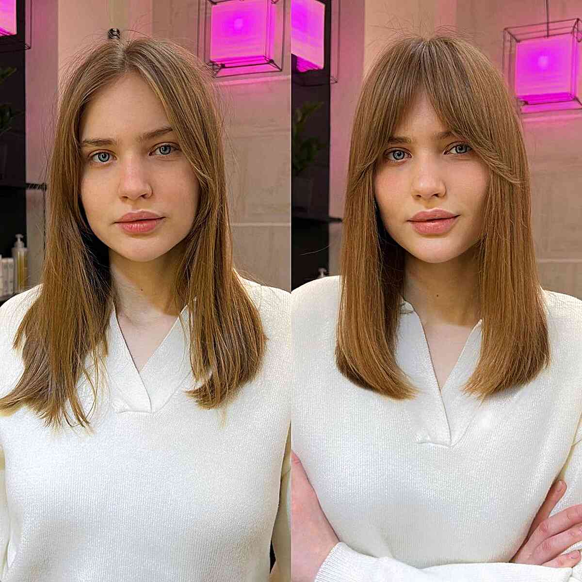 38 Coolest Shoulder-Length Hair with Curtain Bangs You’ve Gotta See