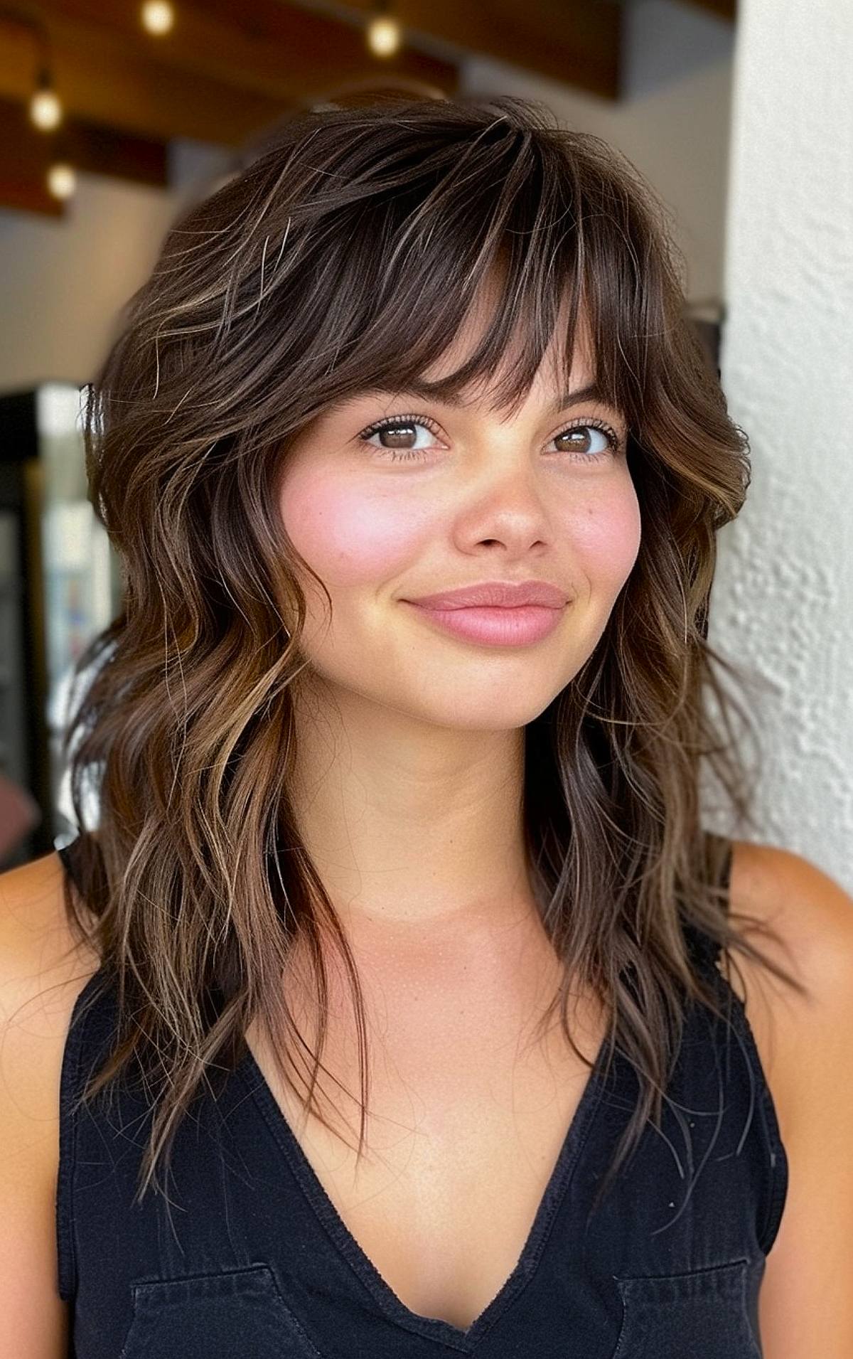 16 Medium-Length Haircuts with Bangs You’ll Be Obsessed in 2025
