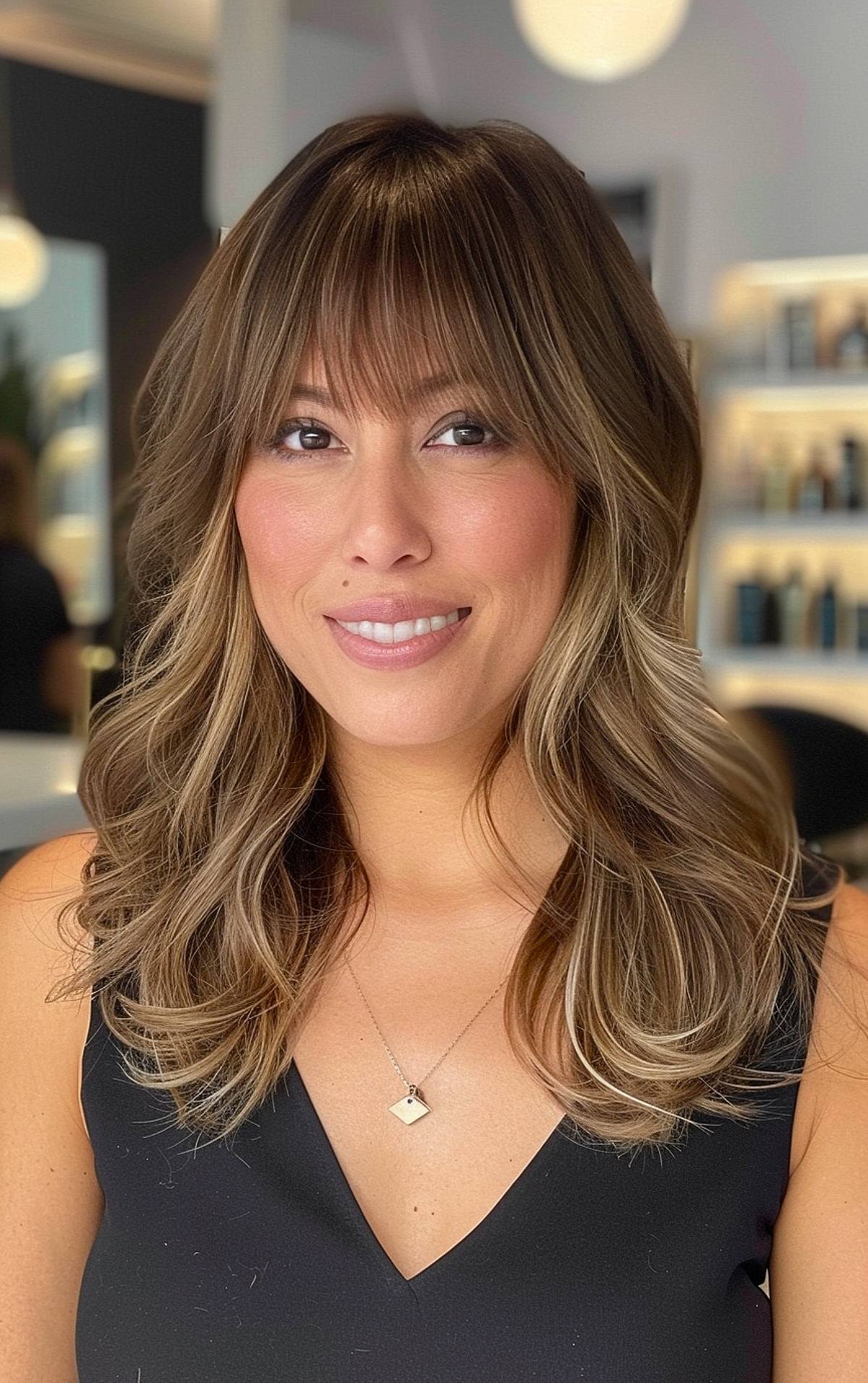 16 Medium-Length Haircuts with Bangs You’ll Be Obsessed in 2025