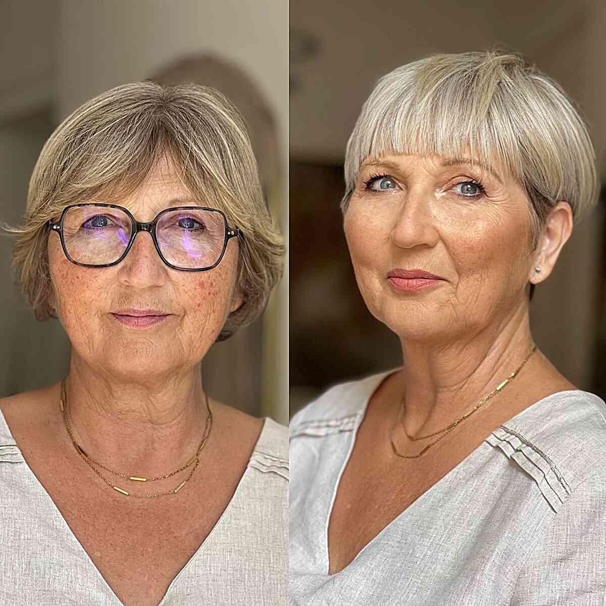 29 Slimming Short Hairstyles for Women Over 50 with Round Faces