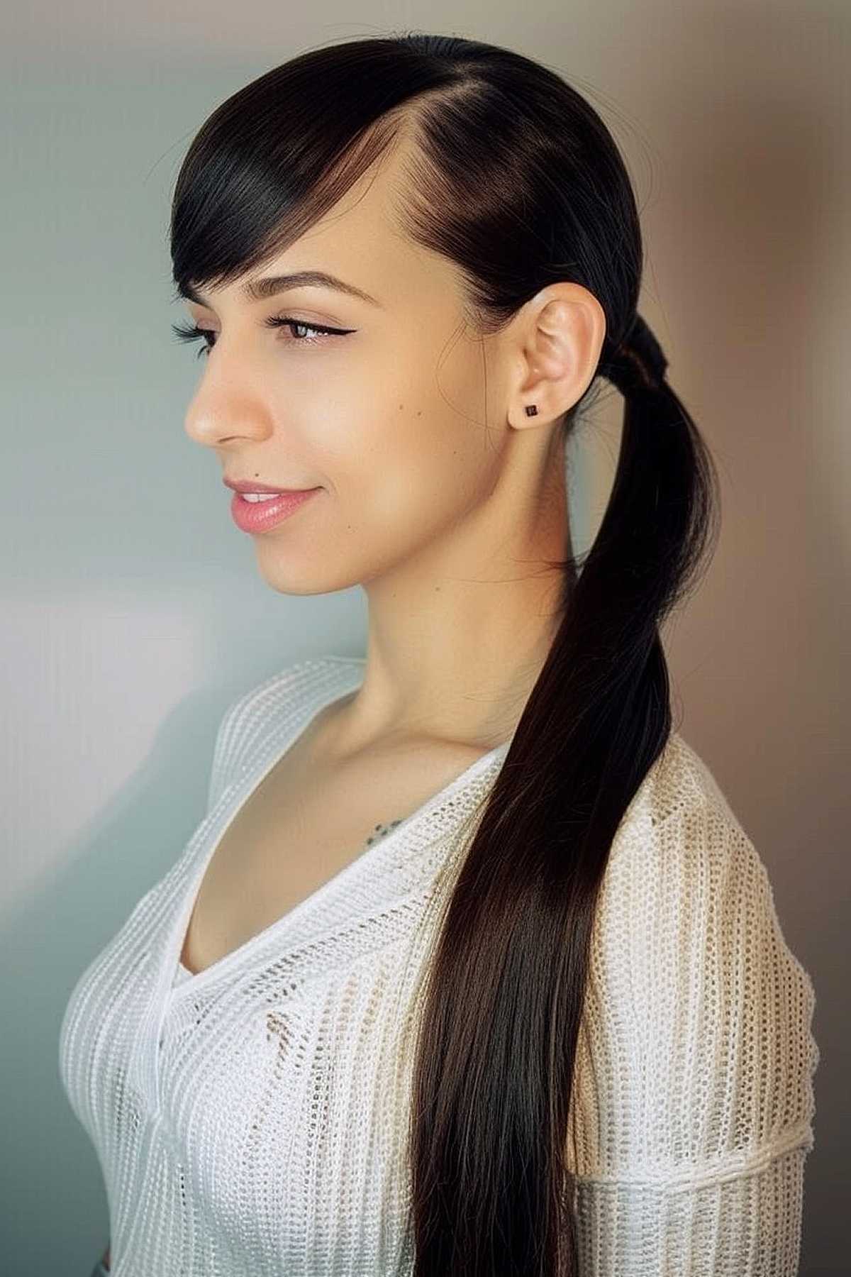15 Cute Ponytails with Bangs to Copy for 2025