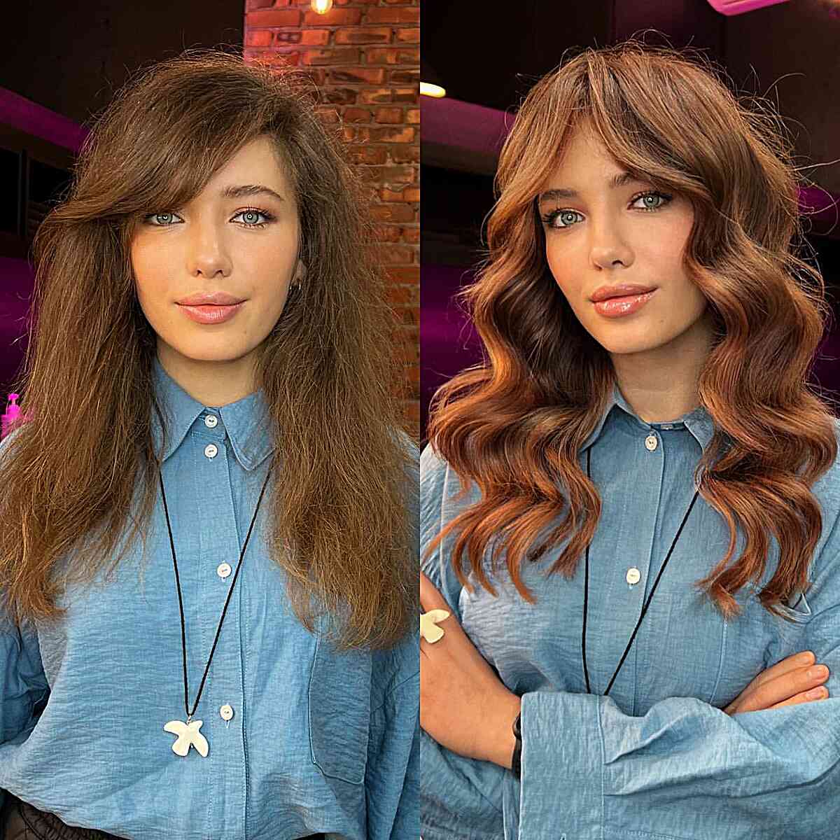 Pairing Curtain Bangs with Wavy Hair? 22 Best Ways to Do It
