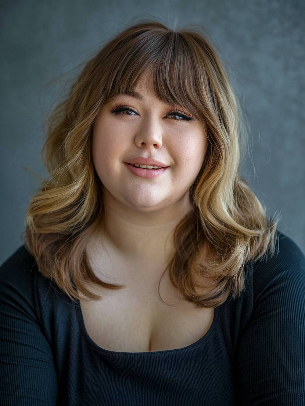 15+ Flattering Wavy Hair with Bangs Styles for Round Faces in 2025