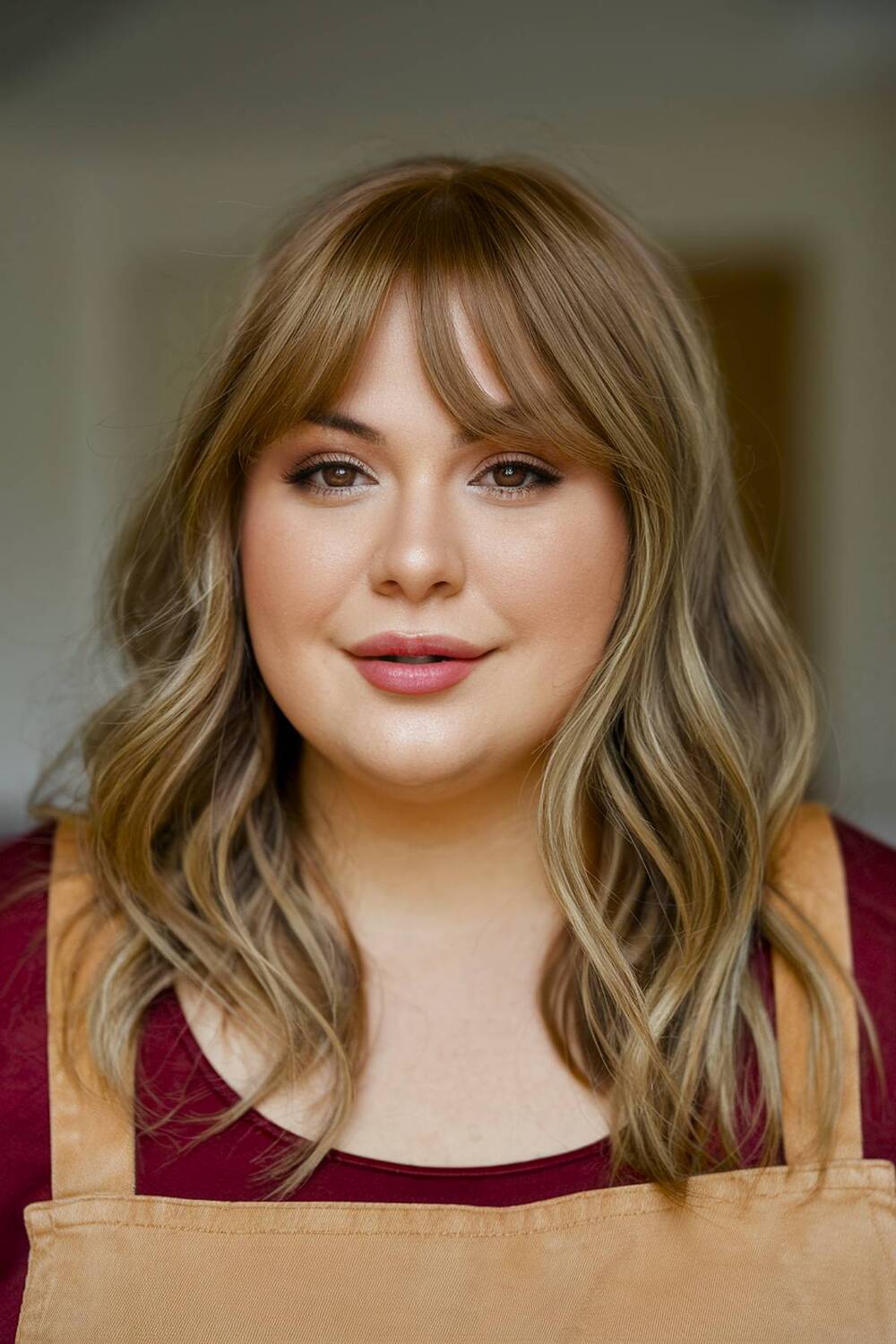 15+ Flattering Wavy Hair with Bangs Styles for Round Faces in 2025