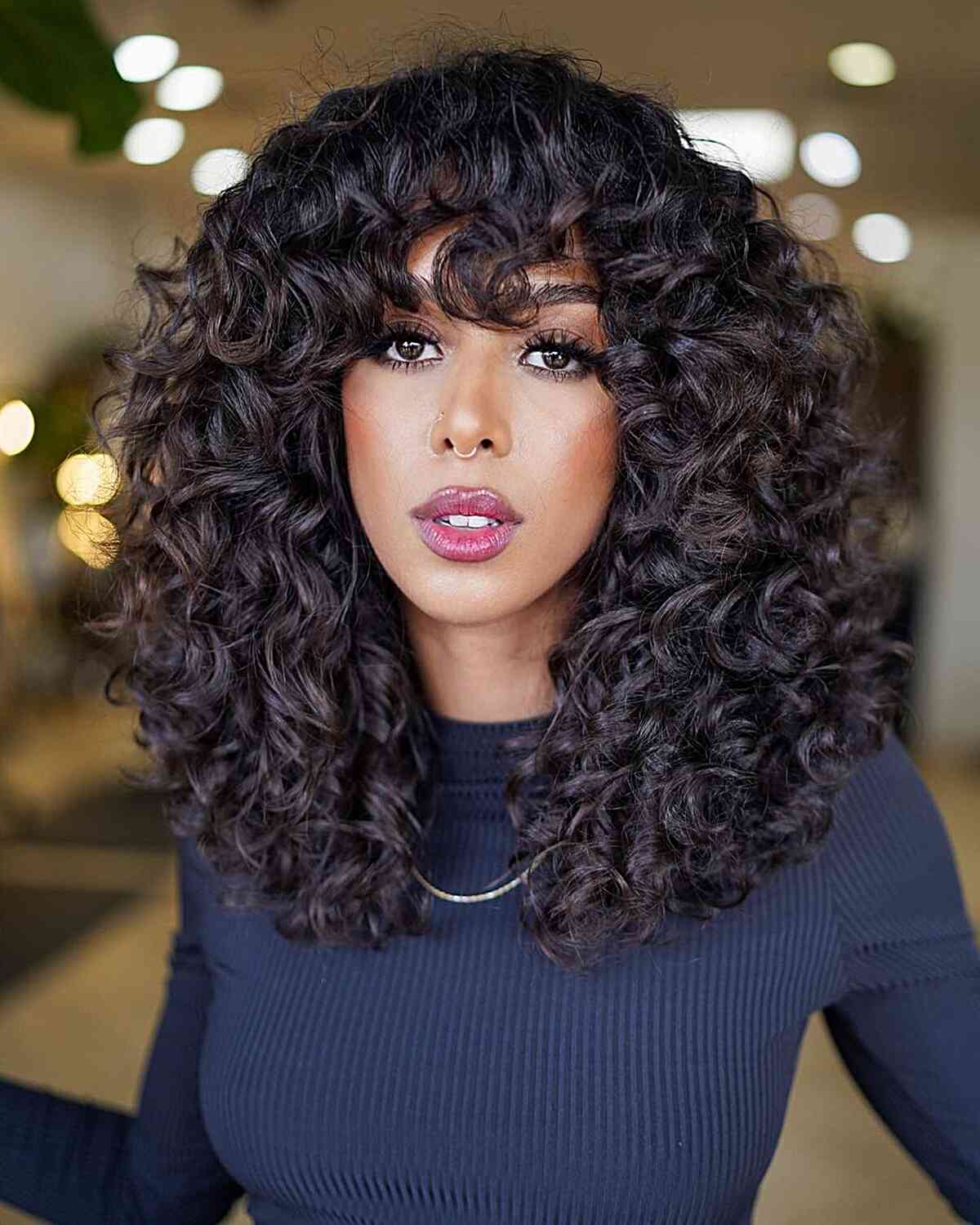 91 Best Ways to Pair Curly Hair with Bangs