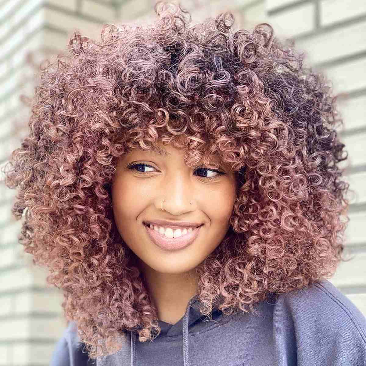 91 Best Ways to Pair Curly Hair with Bangs