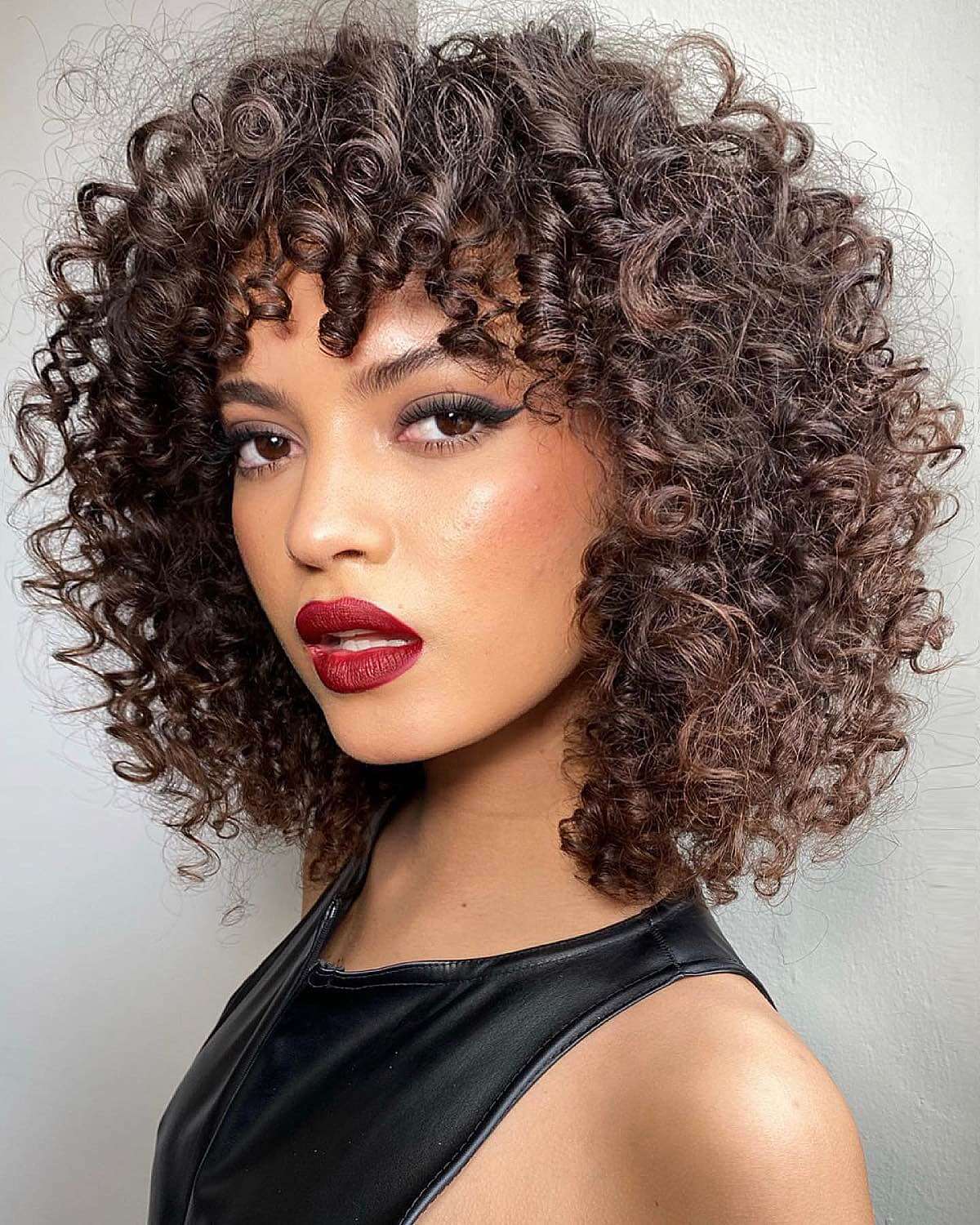 91 Best Ways to Pair Curly Hair with Bangs