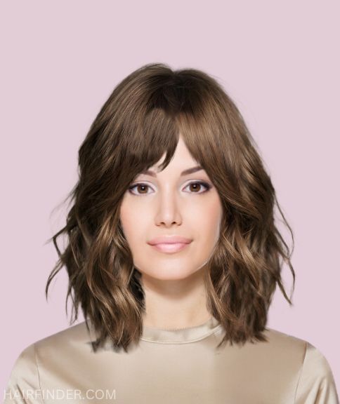 Shoulder Length with Curtain Bangs